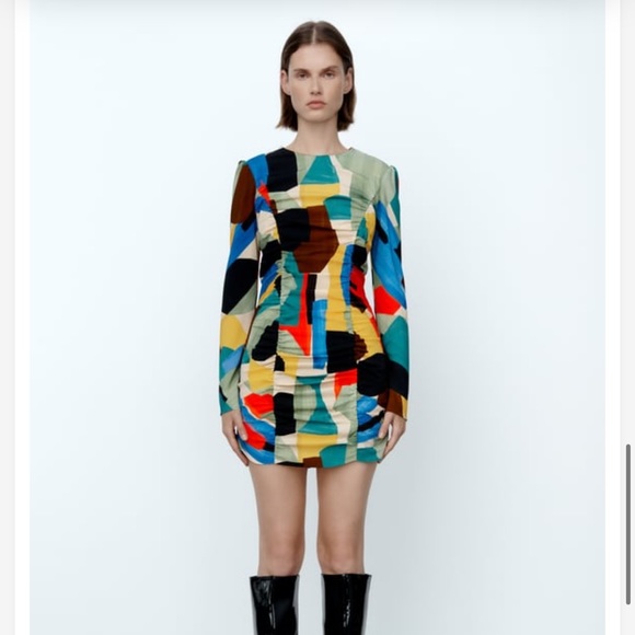 Zara Dresses Nwt Zara Printed Dress With Draping Size M Poshmark